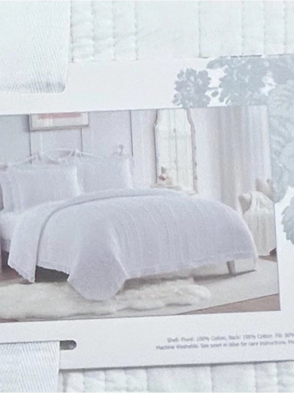 Shabby Chic White Cotton Quilt 106”x92” - Picture 3 of 4